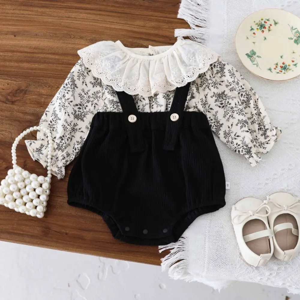 Lotus Leaf Collar Baby Jumper Dress Overalls Bodysuit Flower Toddle Jumpsuit Ruffle Sweet Baby Shorts Climb Suit Infant Wear