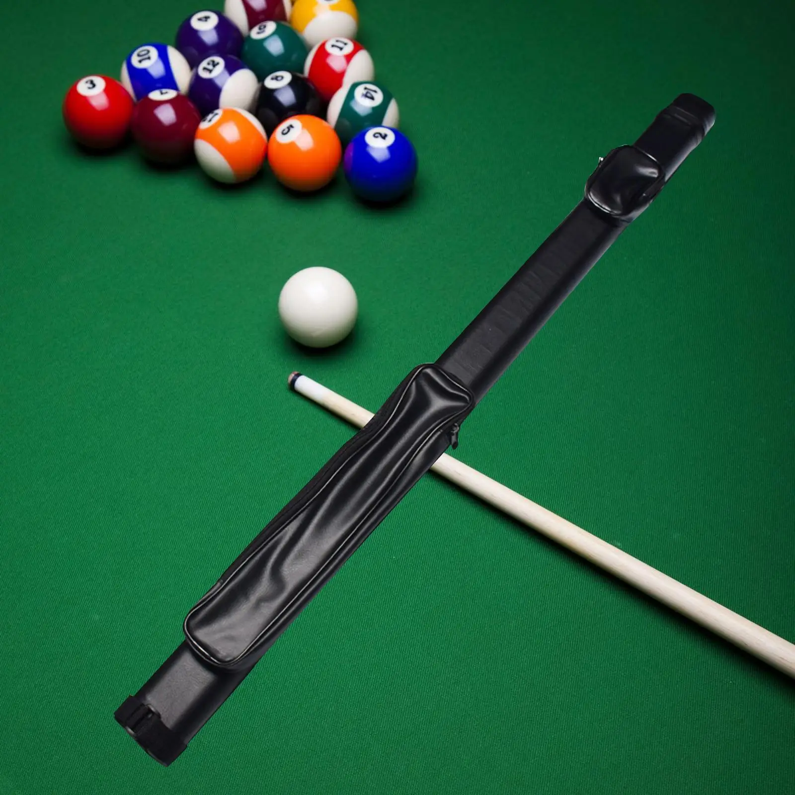 Billiards Pool Cue Case Container with Side Pocket for Split Cue with Adjustable Shoulder Strap for Snooker Club Travel Outdoor