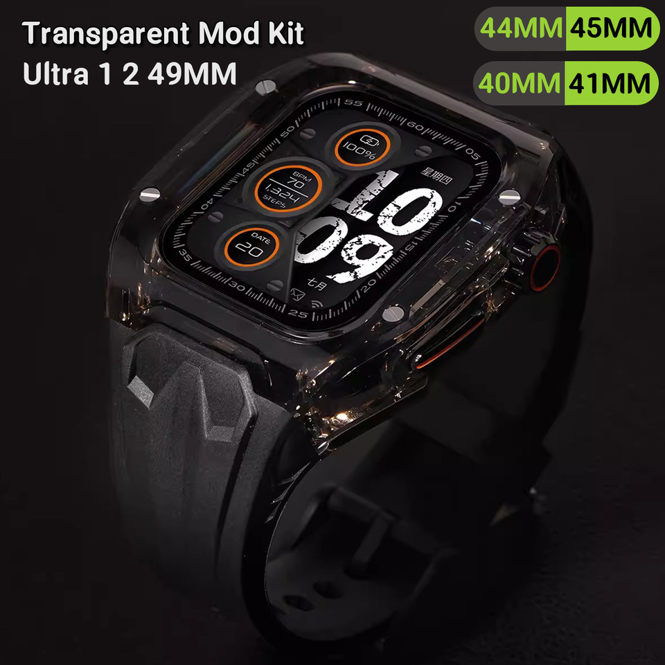 Transparent Mod Kit For Apple WatchUltra 1 2 49mm Mod Strap Case for iWatch 45mm 44mm 41mm 40mm Series9 8 7 6 5 4 SE Rubber Band