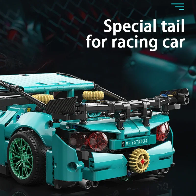 기술 닛산 GTR 초고속 스포츠카 빌딩 블록, 레이싱 차량 조립 벽돌 장난감, 성인 어린이 선물, 1001 개