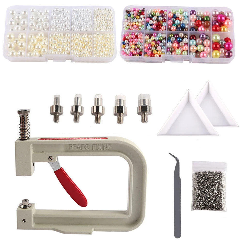 Pearl Setting Machine with 2 Boxes of 5 Sizes Colorful Pearls- Including Tools DIY Accessories | Дом и сад