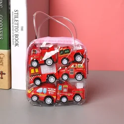 Set of 6 Miniature Pull - Back Toy Vehicles with Fire Truck and Taxi - Perfect Gift (Fire Truck)