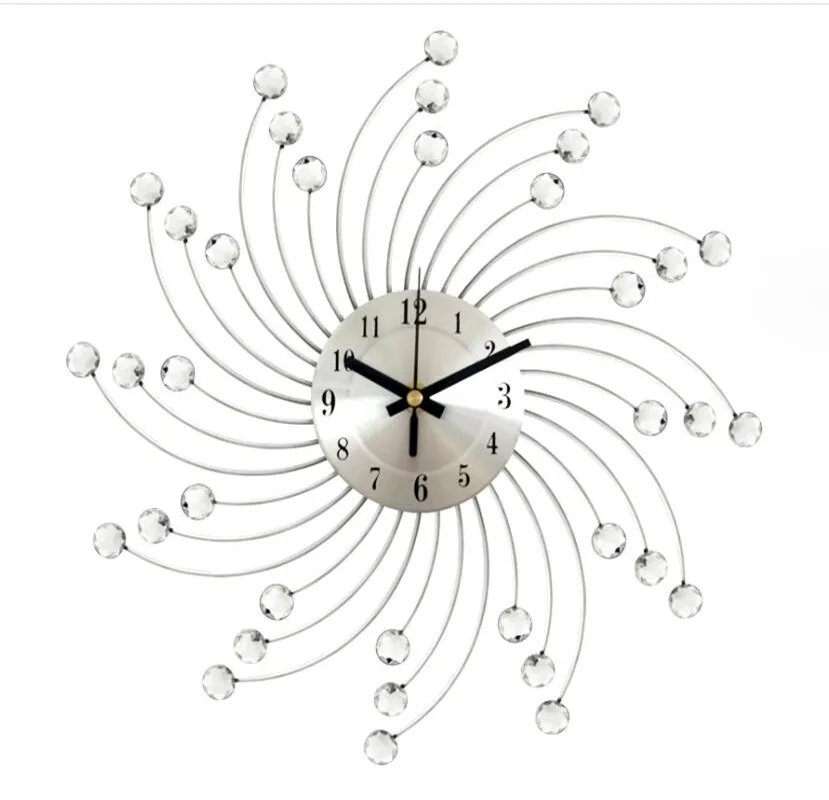 DiamondsWallClockMetalBrushedDialSilentNumberQuartzClockWatch