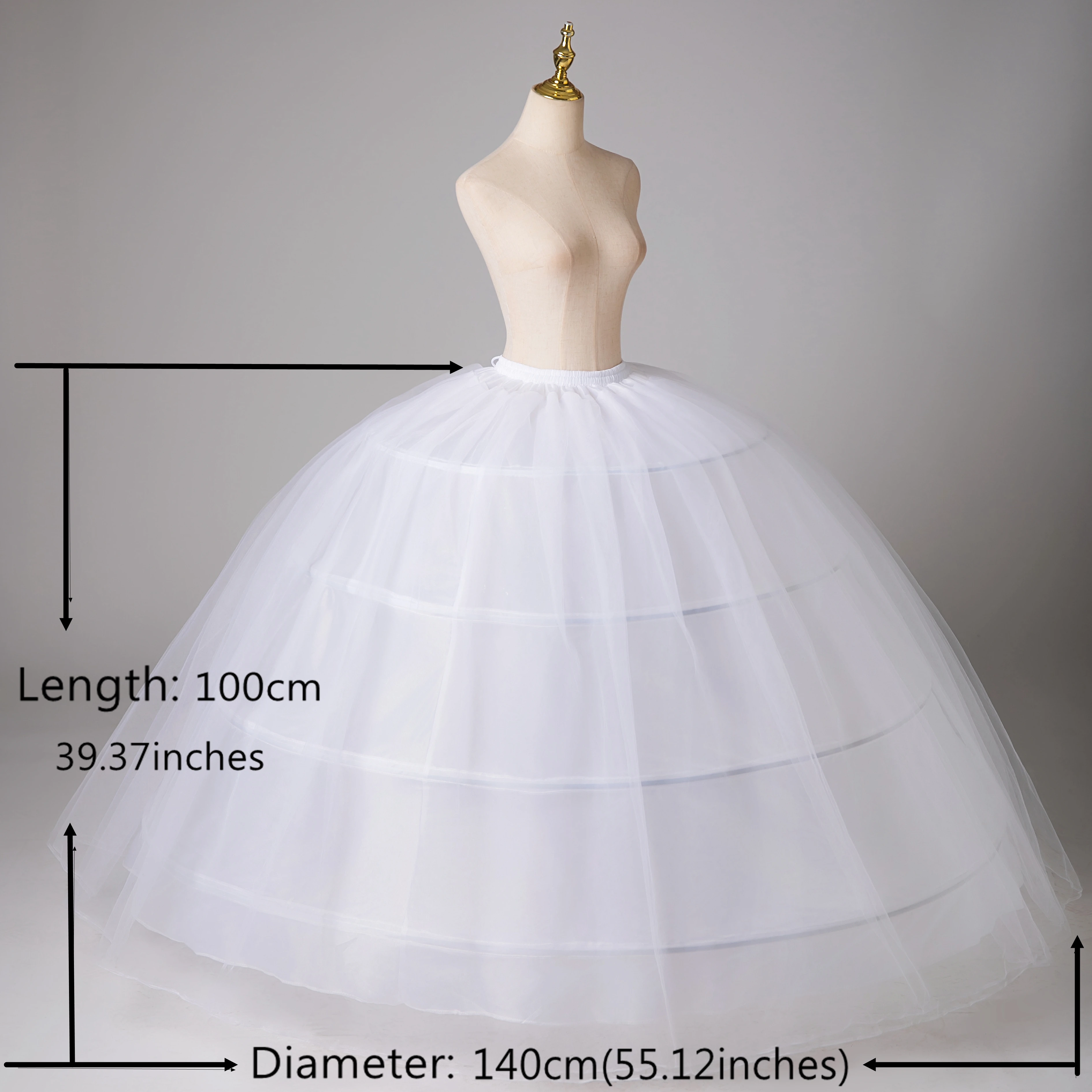 4 Hoops Big Petticoat Crinoline Slip Underskirt for Wedding Dress Bridal Gown
