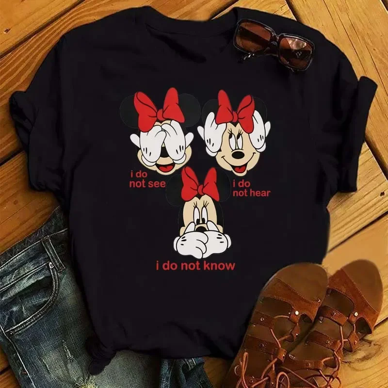 Kawaii Женская футболка три Минни