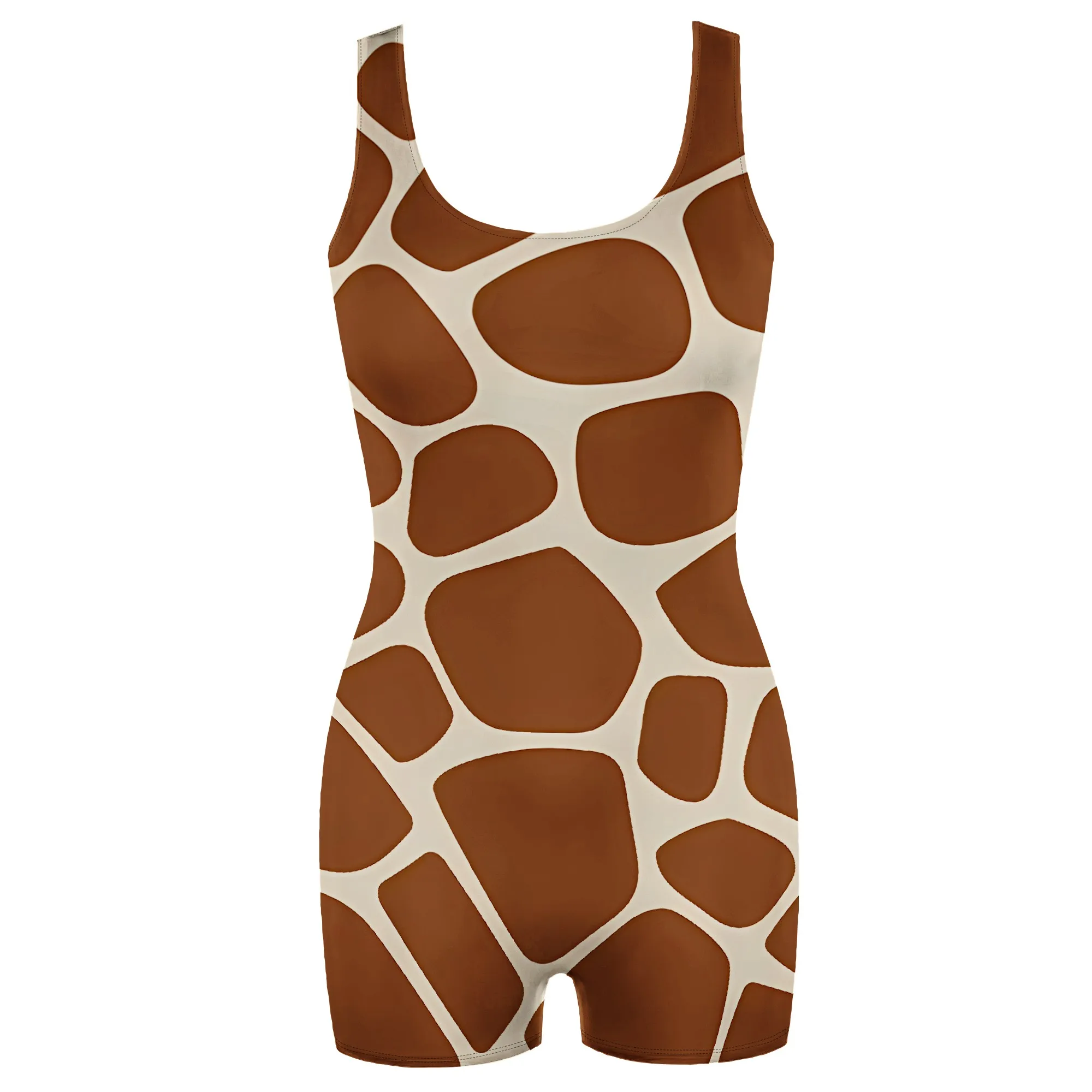 Nupusa Standard Size Jumpsuit Women Summer Bodycon Romper Giraffe Print Sleeveless Elegant Casual Wear 3