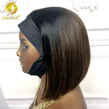 250% 8inch Short Colored Handband Bob Wig Full Machine Made Straight Human Hair Wigs PrePlucked Remy Human Hair Wigs for Women 1
