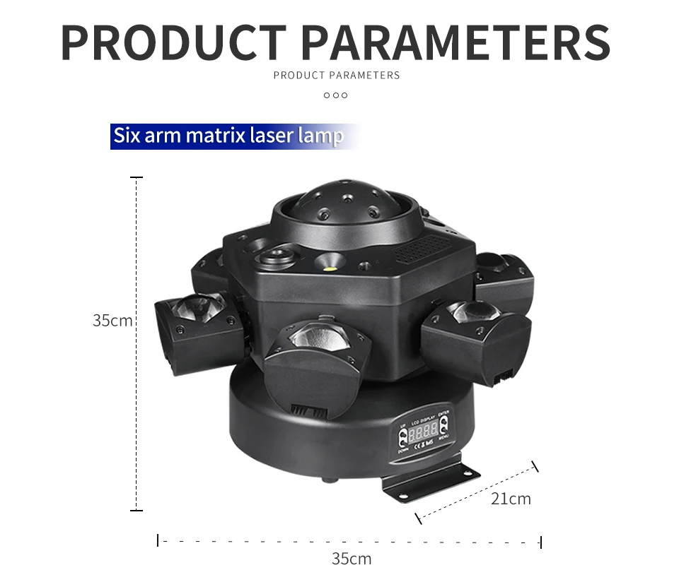 120W RGBW 6 Moving Head Beam Laser Light Led Six Arm Matrix Laser DMX512 Stage S