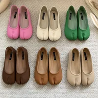 Candy Color Split toe flat shoe woman brand designer pig's trotters flats soft bottom loafers for woman tabi ninja moccasins 2