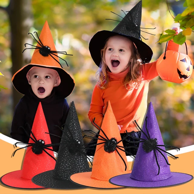 Enlace Alfombra de pies Molesto Sombreros de bruja negra para niños, disfraz de mago de araña negra, gorras  puntiagudas superiores, accesorios de Cosplay para Halloween, decoración de  fiesta, 1 pieza _ - AliExpress Mobile