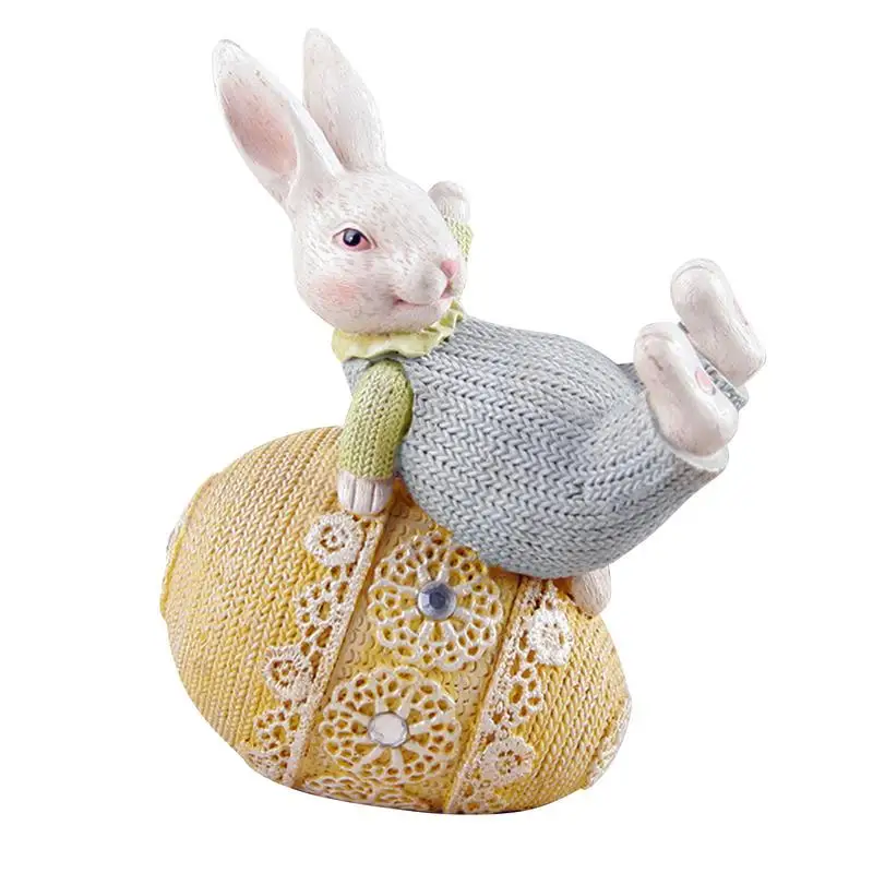 

Rabbit Easter Bunny Egg Hare Figurine Cute Resin Craft Living Room Decoration Gifts