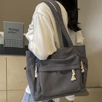 Women Casual Corduroy Shoulder Bag Travel Master Multi Pocket Tote Solid Color 3