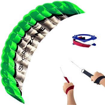 New High Quality 2.5m Green Dual Line Parafoil Kite WithFlying ToolsPower Braid Sailing Kitesurf Rainbow Sports Beach