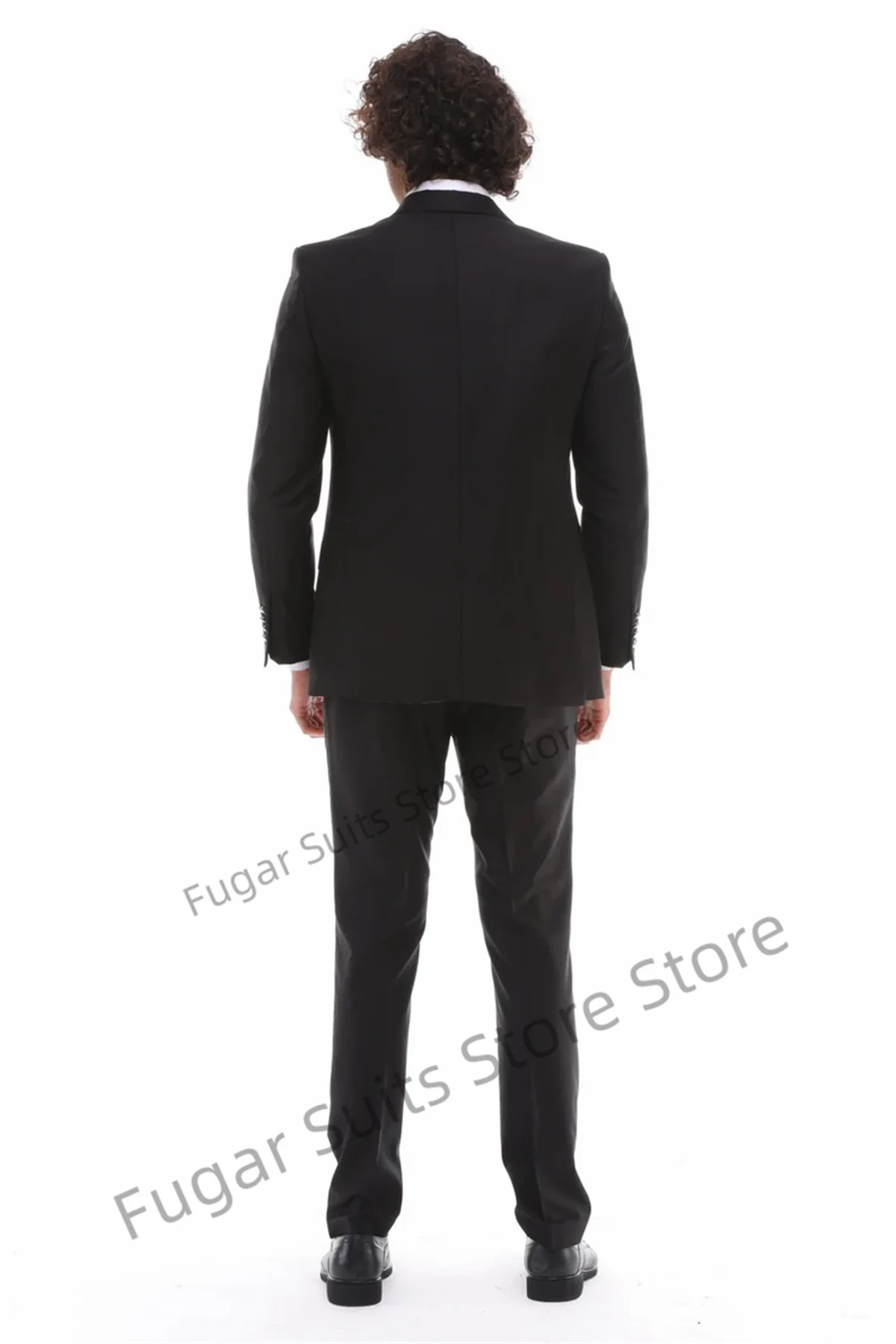 Black Double-breasted Wedding Suits For Men Slim Fit Peak Lapel Groom Tuxedos 2 Pieces Sets Elegant Male Blazer Costume Homme