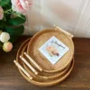 Handmade Rattan Tray Double Ear Tea Fruit Serving Tray, Bread Snack Storage Woven Basket, Insulated Art Decoration Home Decor 3