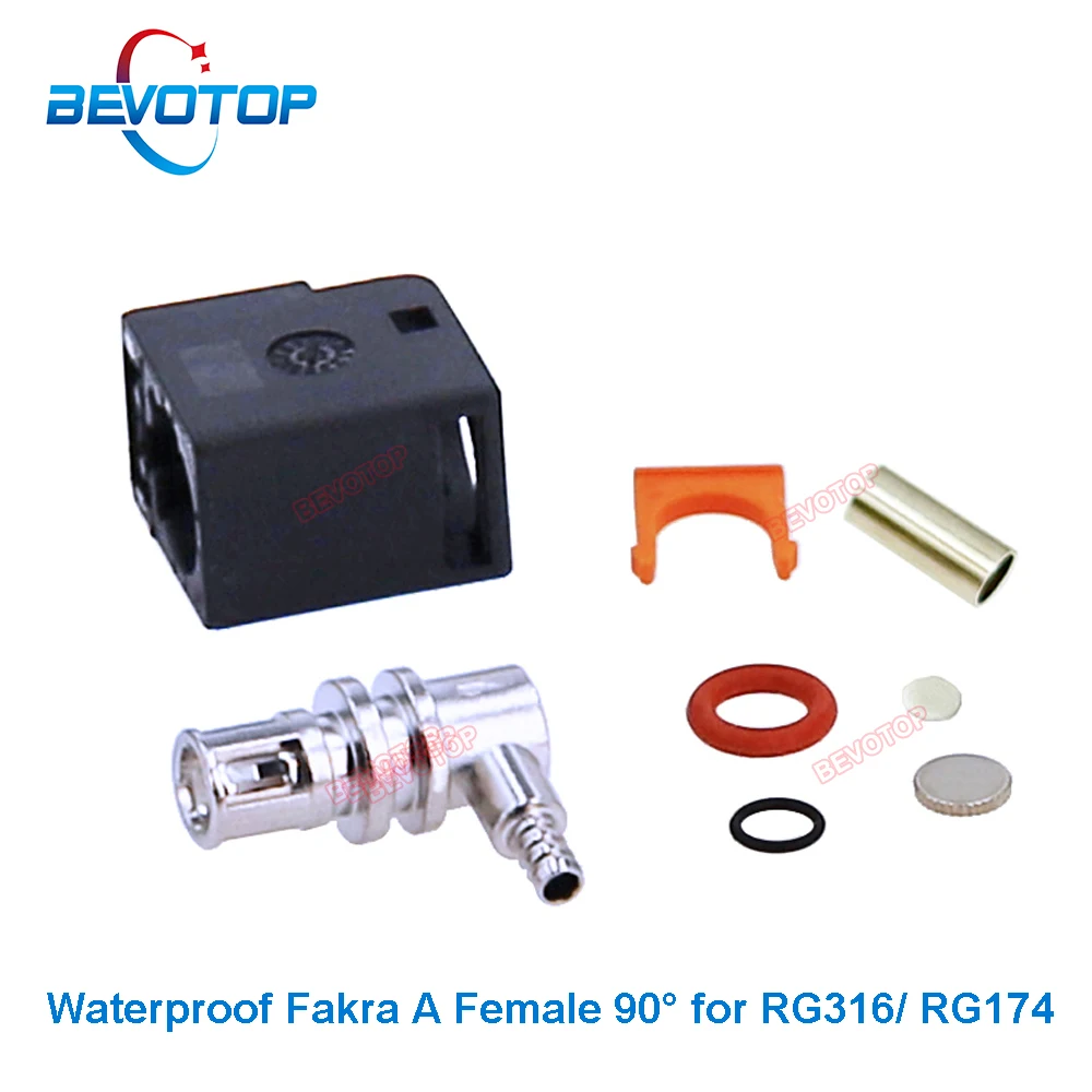 Impermeável Fakra a Fêmea Jack de Ângulo Direito 90 ° Jack 50 Ohm 501.5 Fio de Conector para Rg174 Rg316 Lmr100 Cabos Novo 10 Peças por Lote Preto