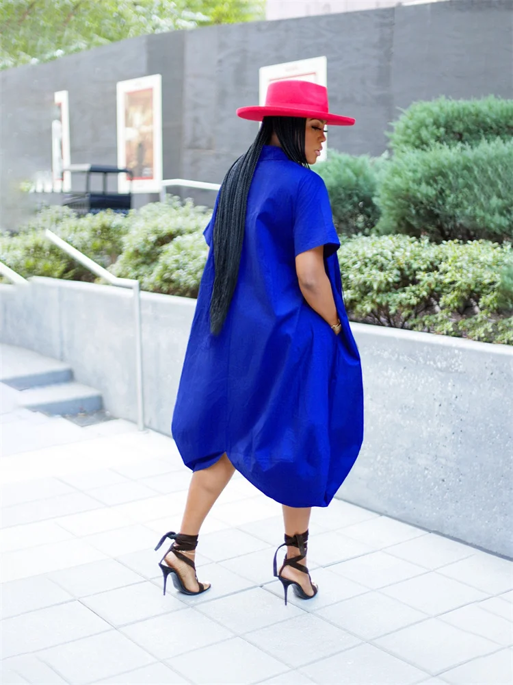 Wmstar Plus Size Dresses for Women 2025  Loose Casual Elegant Button  Summer Clothes Shirts Maxi Dresses Wholesale Dropshipping