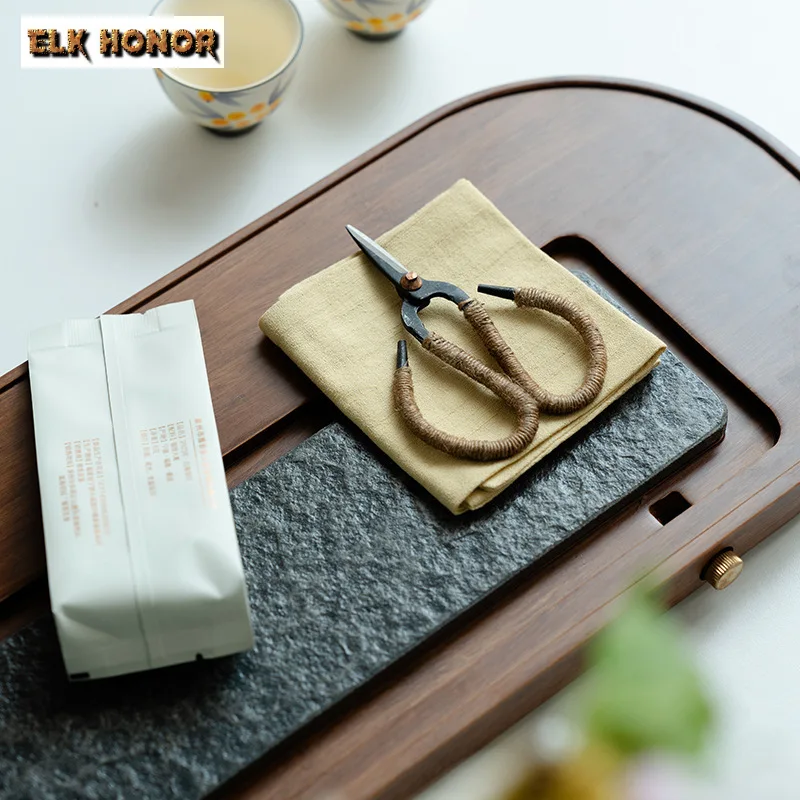 Retro Hemp Rope Cut Tea Bag Scissors Tea Bag Scissors Fishing Hand Cross Stitch Thread Household Small Scissor