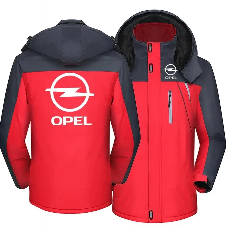 

New Winter Fashion Men's Opel Logo Fleece Waterproof Jackets Thicken Hoodies Zipper Warm High Quality Outwear