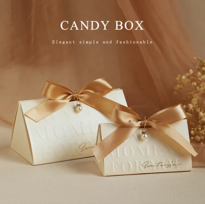 50PCS Kraft Paper Candy Gift Boxes with Ribbons – DIY Folding Favor Boxes for Wedding, ... - SKU FGB60959 - UGI Packaging