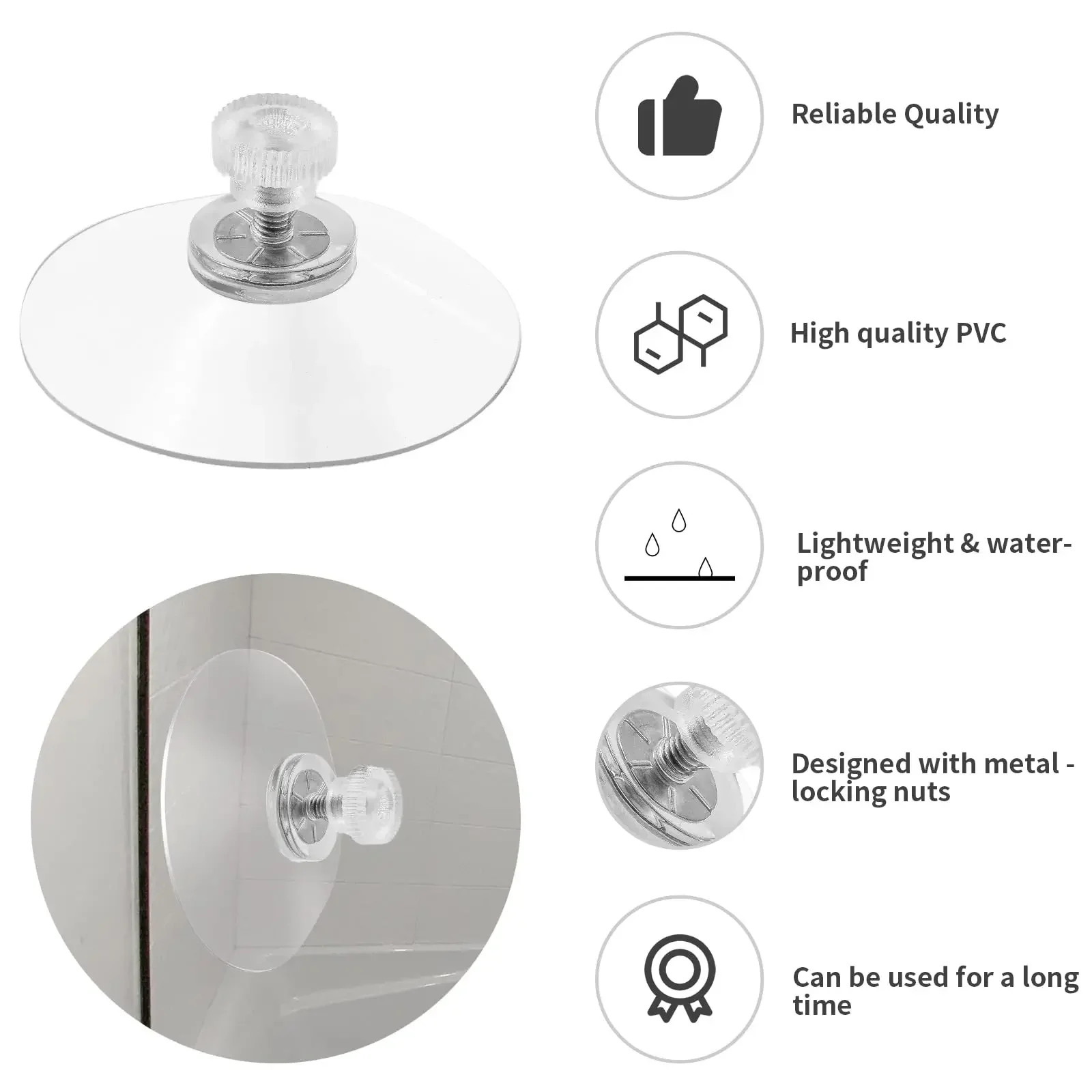 Suction Cups 10 Pcs PVC Vacuum Holder Plastic with Screws Bathroom Kitchens Offices
