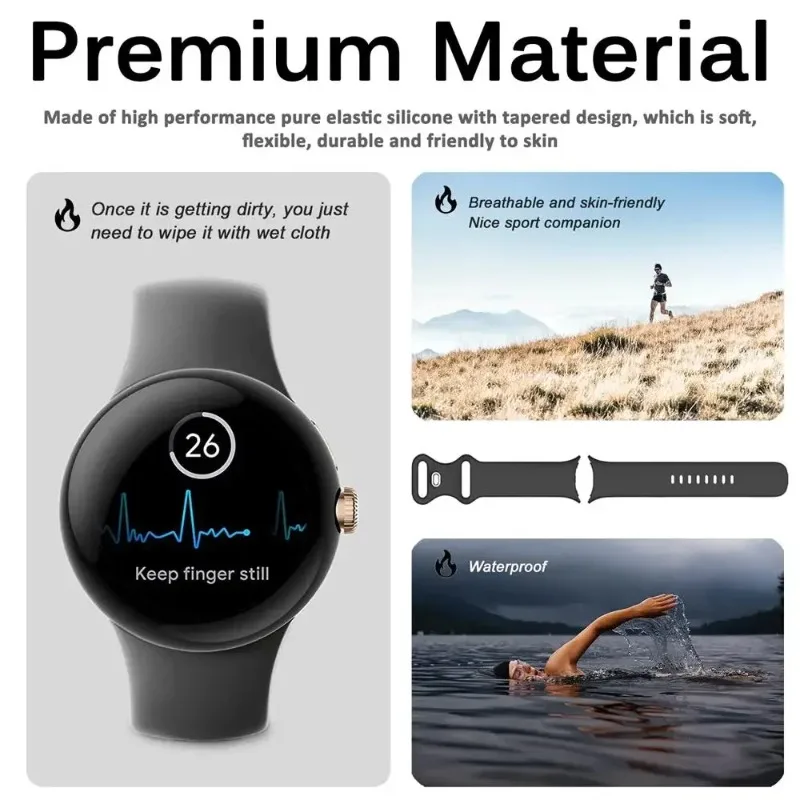 Premium Silicone Strap for Enhanced Comfort and Breathability - Universal Fit for Google Pixel Watch Accessories