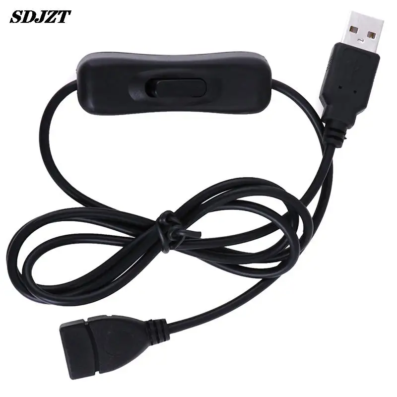 전자 날짜 변환 USB 케이블 수-암 스위치 온 오프 케이블 토글, LED 램프 전원 라인 블랙, 1m