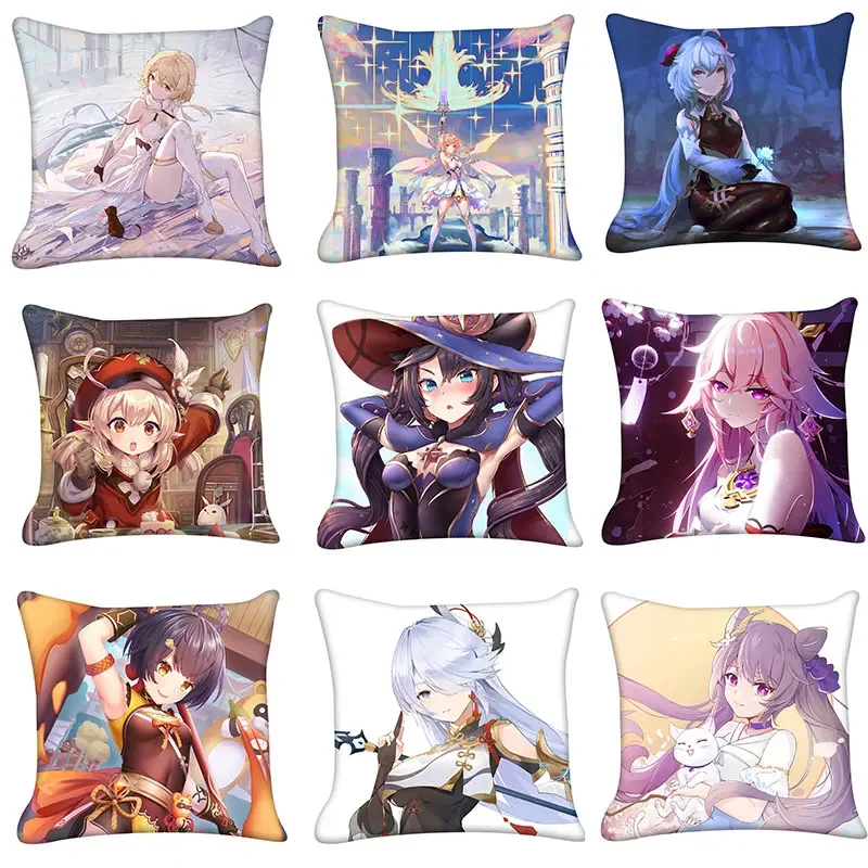 

40/45/50cm Pillow Case Cute Cartoon Print Throw Pillowcase Room Home Decor Sofa Car Waist Cushion Covers