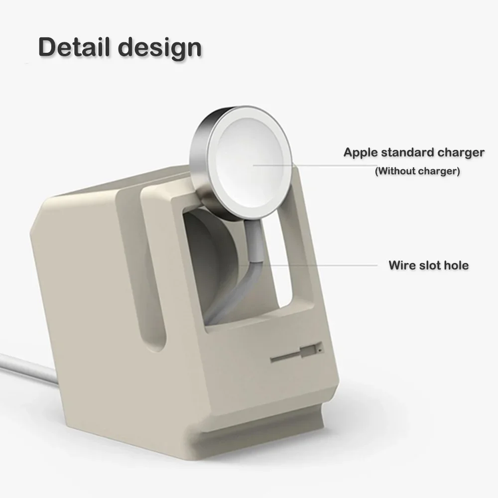 For Apple Watch 7 6 5 4 iWatch 3 2 1 Silicone Stand Charging Dock Holder Retro Computer Pattern Nightstand Keeper Bracket Base