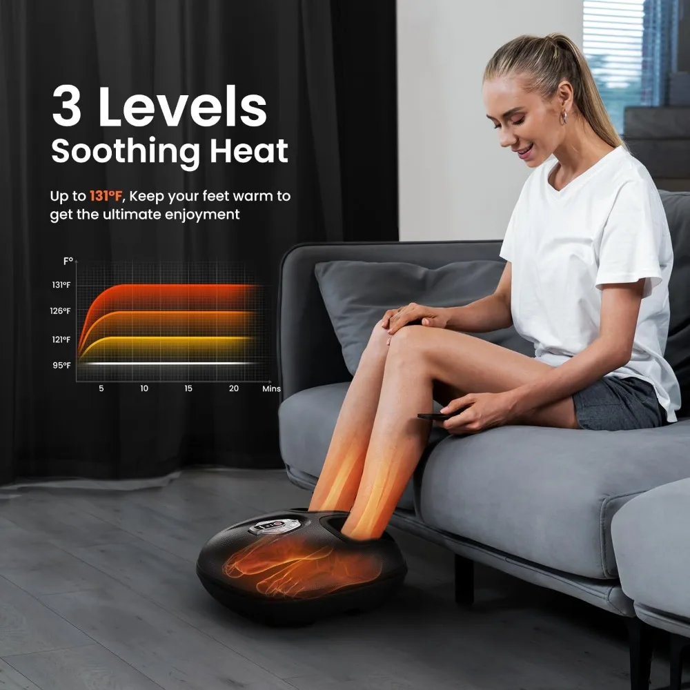Foot Massager Machine with Heat,  Upgraded Christmas Gifts for Women Men, 3 Heating Levels, Deep Kneading,  Black 4