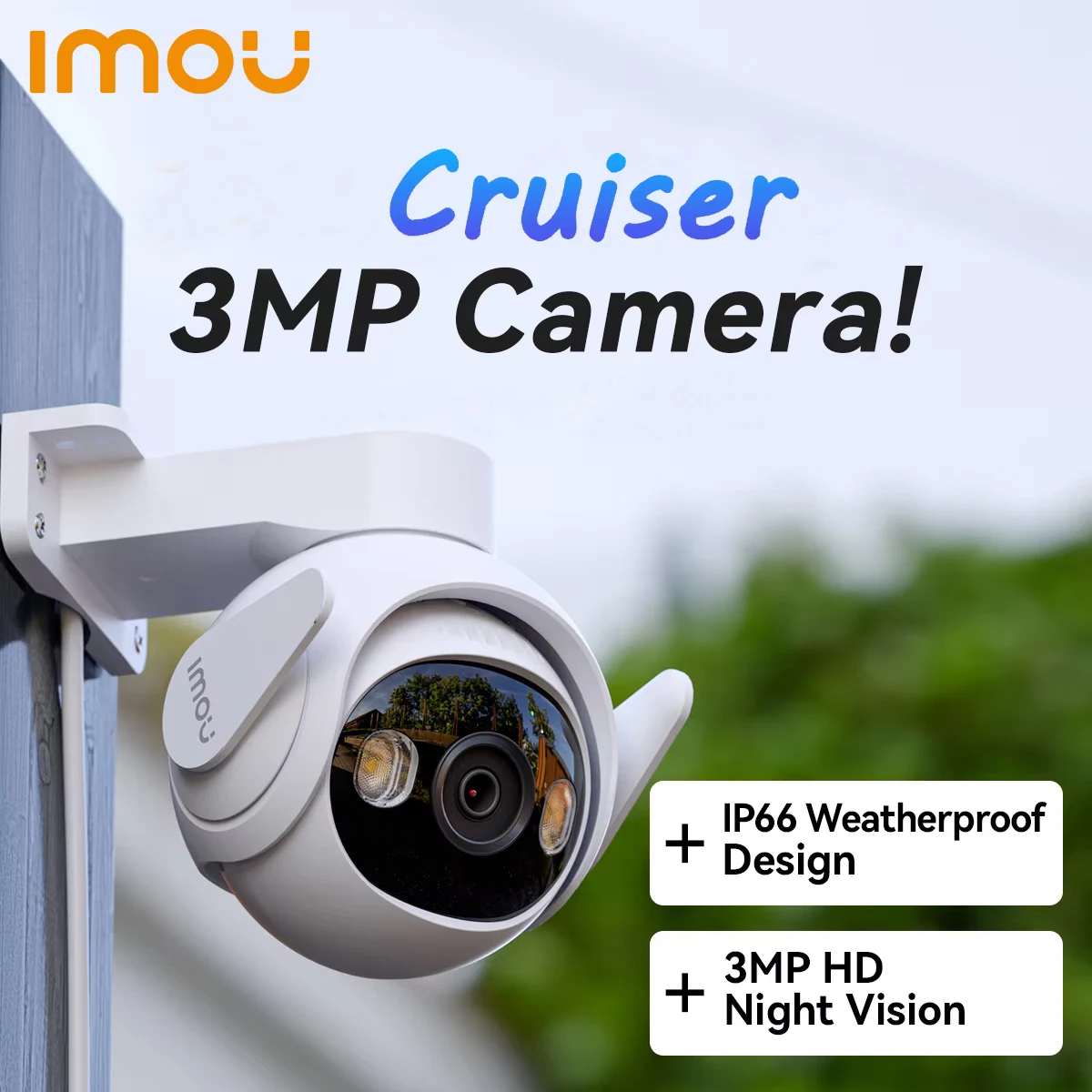 IMOU Cruiser 2 3MP Outdoor Camera Colorful Night Vision Wi-Fi IP66 AI Human Detection Camera Surveillance