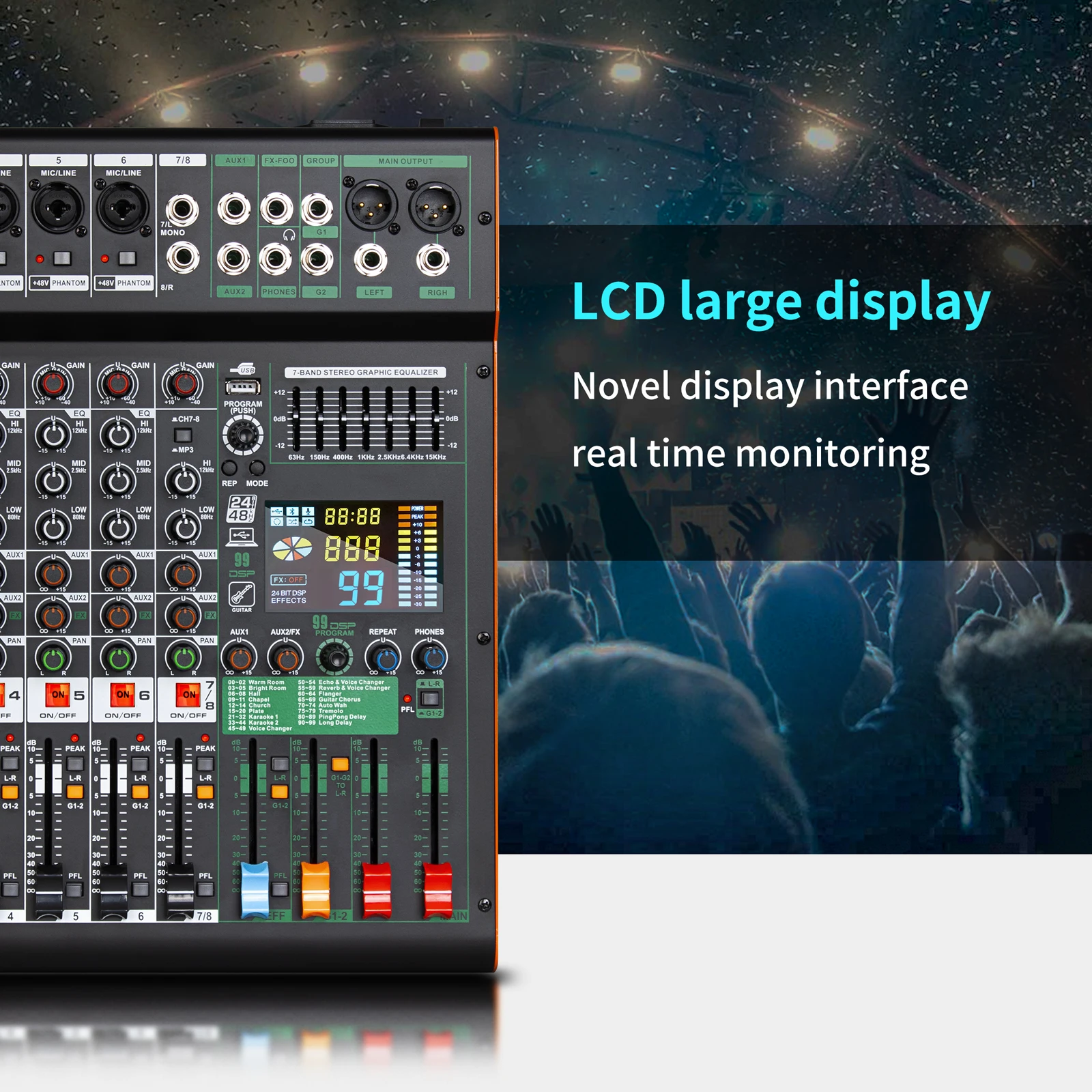 Professional 8-Channel Stereo Music Console Club Application Audio Interface Mixer For Music Mixing Console