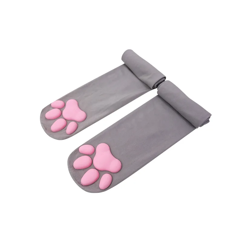 3D Silicone Meat Pad Cat Paw Socks Women's Long Tube Knee Length Pantyhose