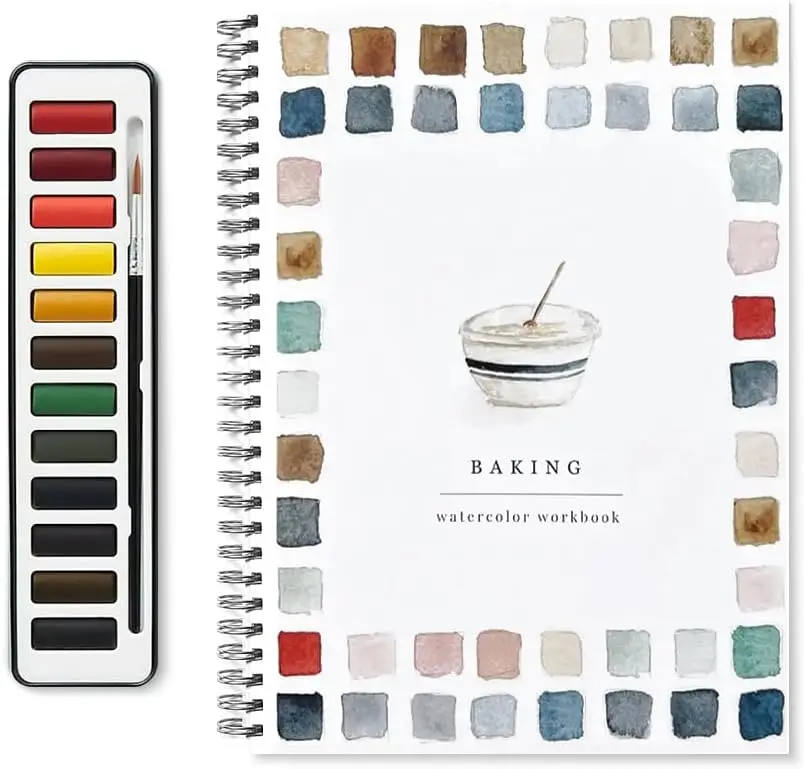Cahier D'aquarelle Pour Débutants - 12 Couleurs Incluses Avec Pinceau, Guide De Peinture