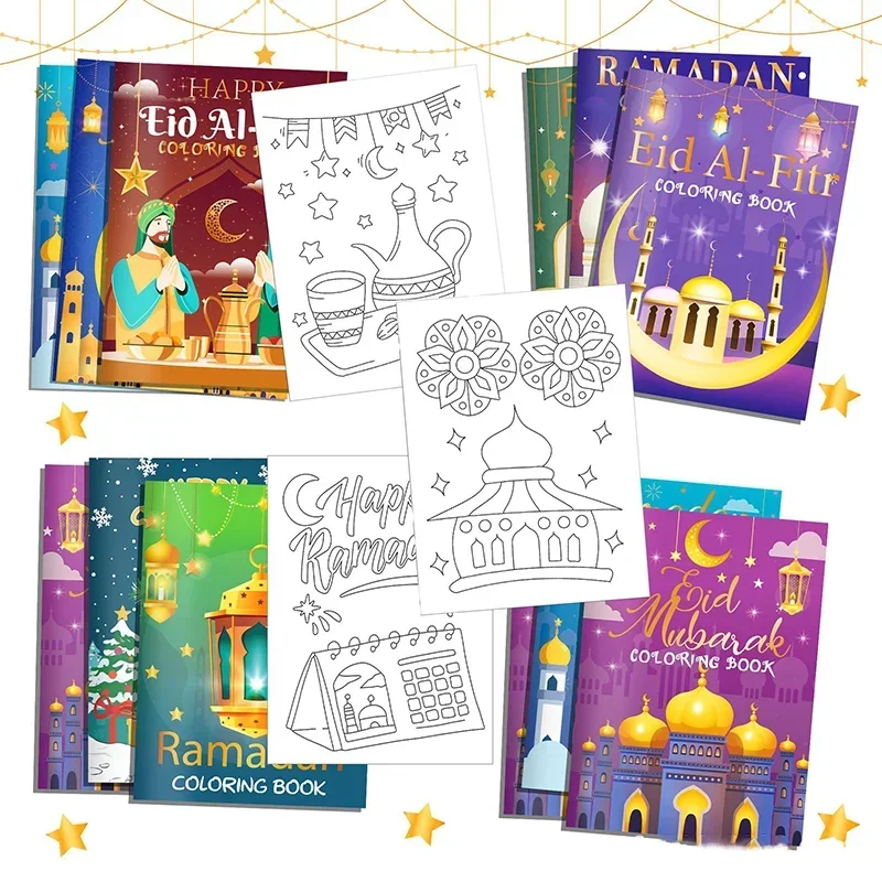 Eid Coloring Book Ramadan Doodle Sketchbook Islamic Activity Book Celebrating Ramadan Mubarak DIY Children Coloring Book