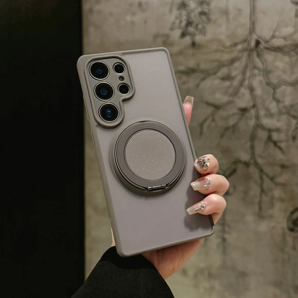 Magnetic Ring Holder Matte Case with Magsafe Stand Cover