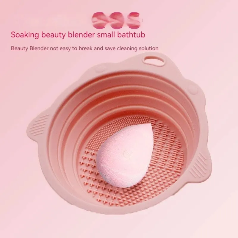 Makeup Brush Cleaner Cleaning Bowl Brush Tool Set Wet & Dry Powder Puff Dry Cleaner