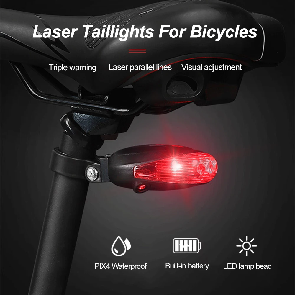 LED 산악 야간 라이딩 레이저 자전거 후미등, MTB 깜박이는 자전거 램프, 라이딩 경고등
