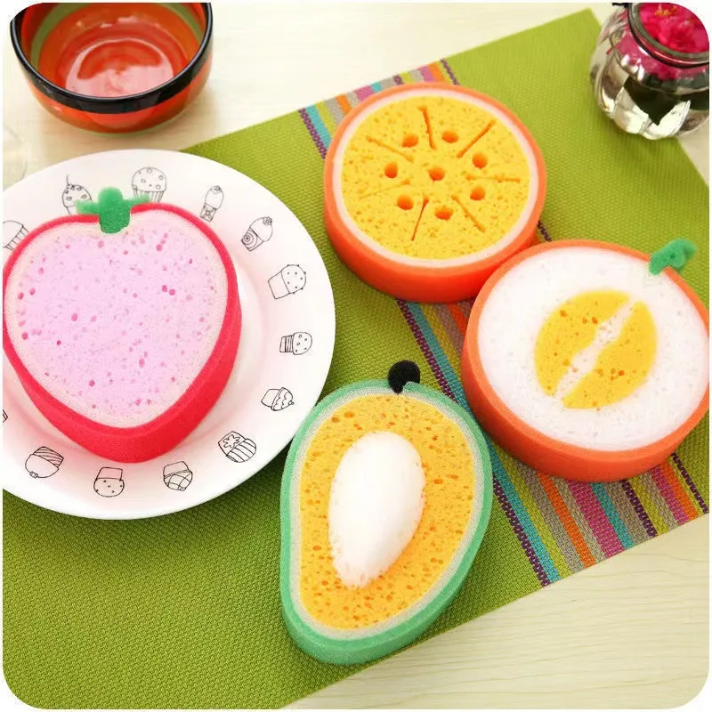 

4pcs/set Creative Sponge Kitchen Accessories Fruit Shape Washing Dishes Sponge Cleaning Dish Remove Stains Scouring Pads Sponge