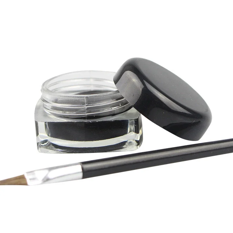 1PC Waterproof Gel Eyeliner Mini Eyeliner Gel Cream With Brush Makeup Cosmetic Black Waterproof Eye Liner Pen 3