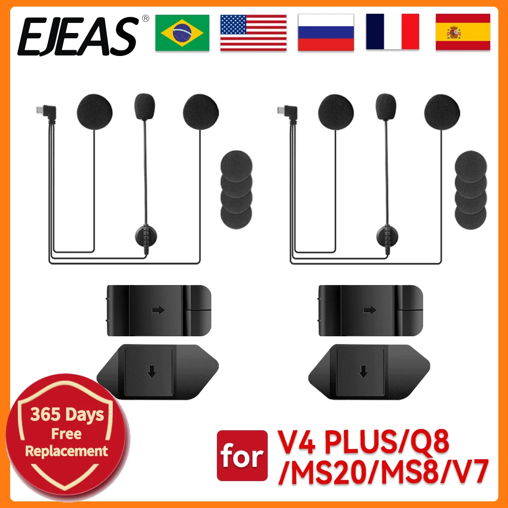 

Наушники-гарнитура с крепежным зажимом и двусторонней лентой для мотоциклетного шлема EJEASV4 PLUS