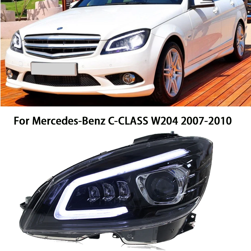 

Передние Автомобильные фары для Benz W204, светодиодные фары 2007-2010, C180, C200, C260, модифицированные светодиодные подсветки для вращения, аксессуары в сборе