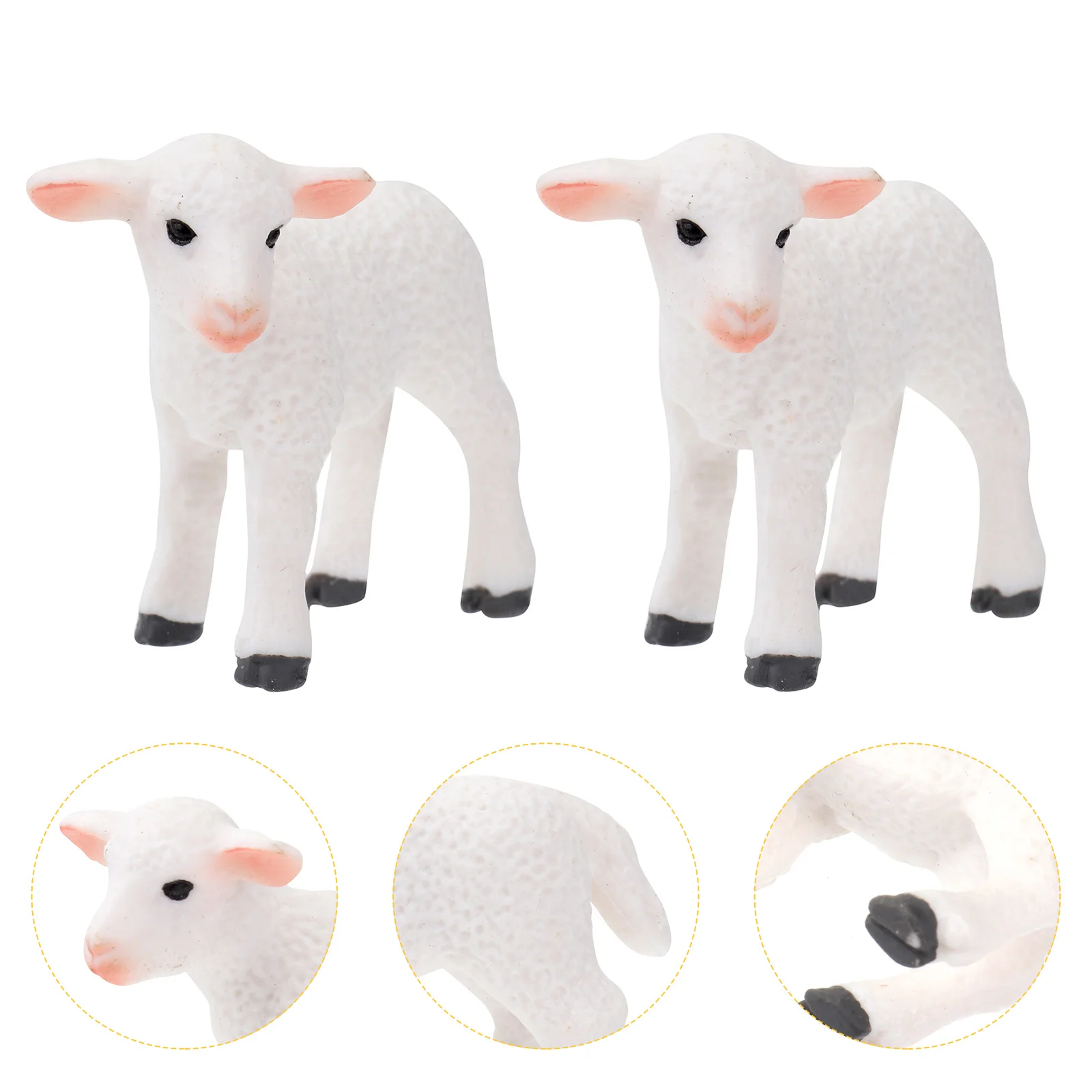 

2 Pcs Ceramics Lamb Ornament Child Cake Decorations Statue Silica Gel Model Statues