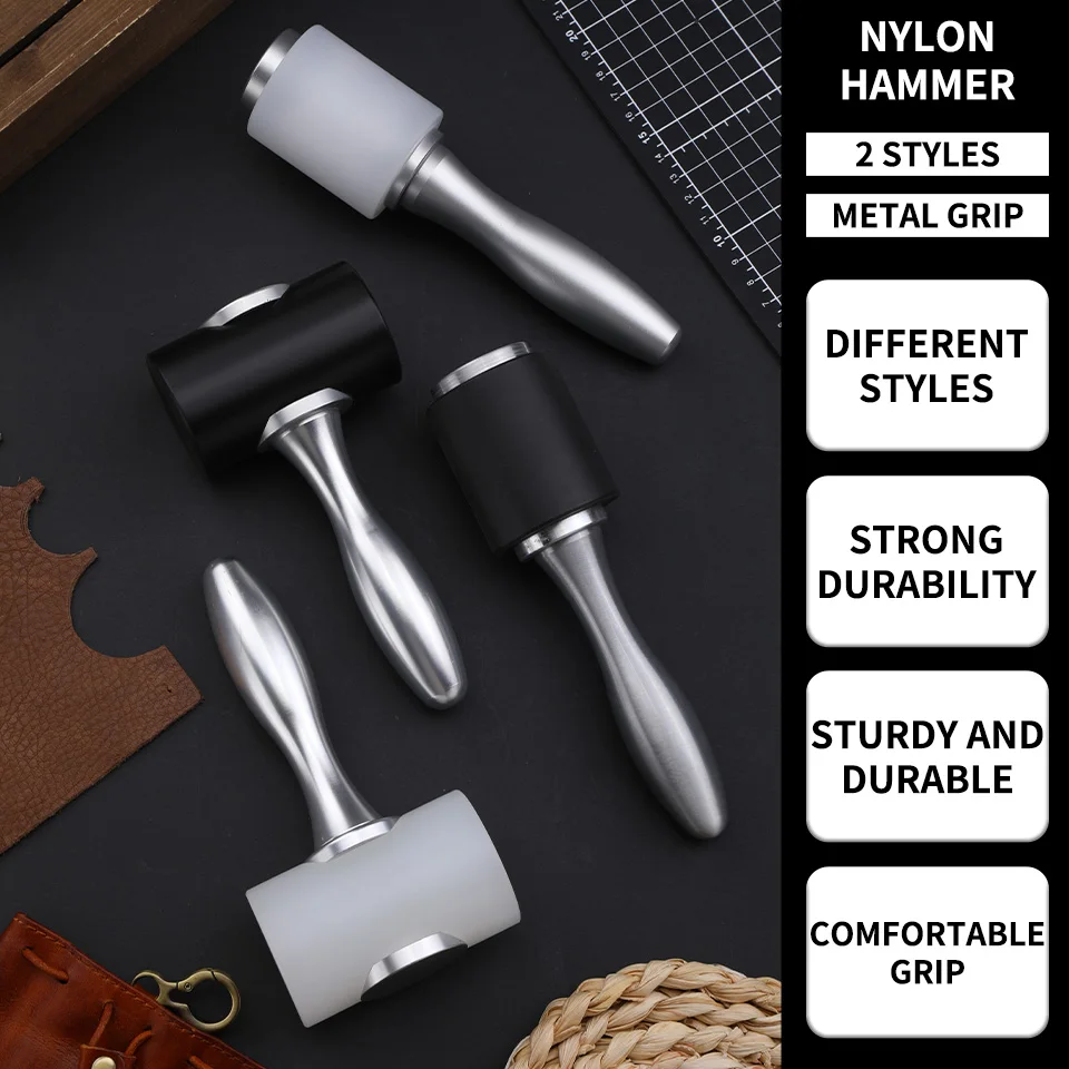 Leather Carving Hammer MIUSIE Professional Leather Carve Hammer Nylon Hammer Aluminum Handle Leathercraft Mallet Punch Printing Percussion DIY Tool