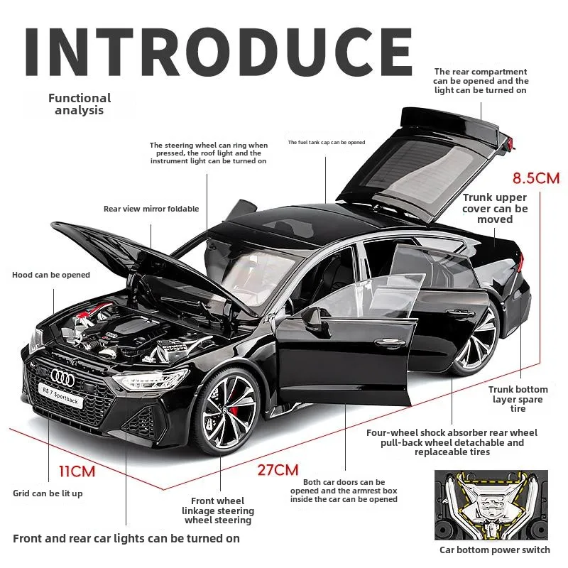 Audi RS 7 Sportback 1/18 合金製ミニカー Official Licensed 1:18 AUDI RS7 Sportback Alloy Car Model