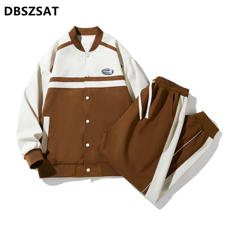 

Men's Tracksuit Streetwear Two-piece Set Sweat Suit Polyester Overalls Men's Jacket and Harem Pants 2023 Hip Hop Mens Clothing