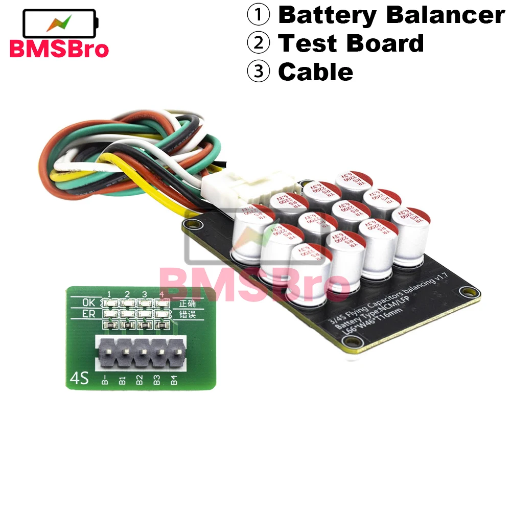 

5.5A BMS 4S Active Balancer Board Li-ion Lifepo4 LTO Battery Capacitor Equalizer Power Transfer with Test Board