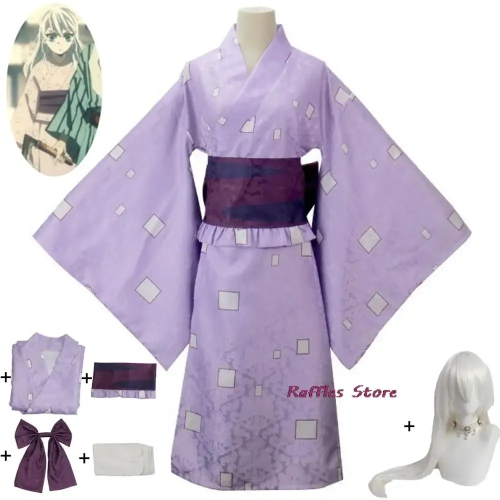 Anime Daki Ume Entertainment District Arc Yuukaku-Hen Cosplay Costume Wig Childhood Kimono Halloween Carnival  Suit