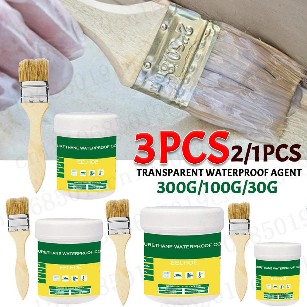 30/100/300g Waterproof Coating Sealant Agent With Brush Adhesive Repairing Roof Bathroom Transparent Invisible Paste Glue