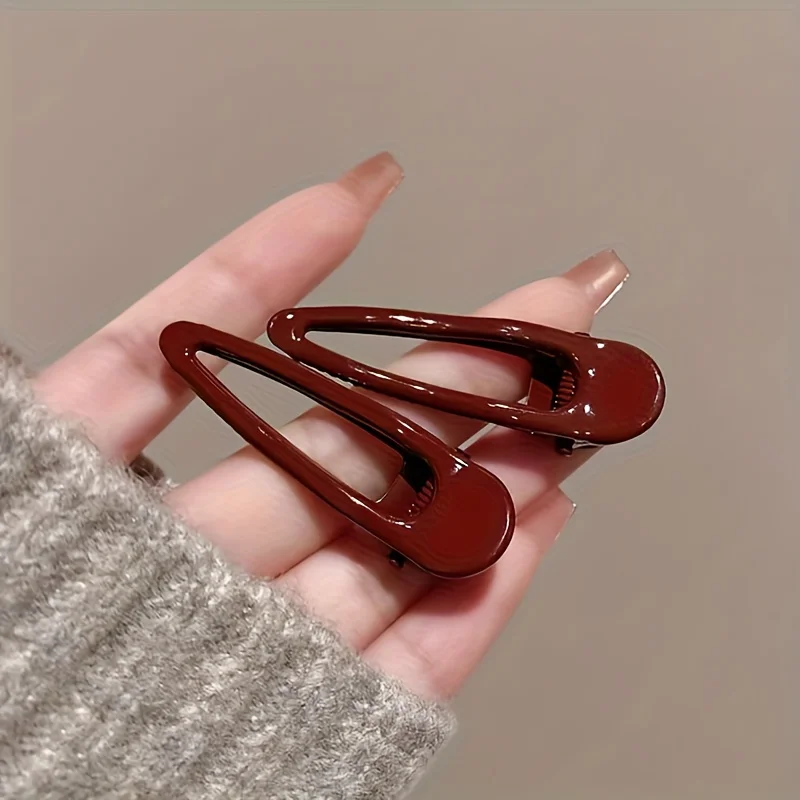Elegant Burgundy Rectangular Hair Claw Clips - Non-Slip, Durable, Minimalist Hair Accessories (Set of 2)